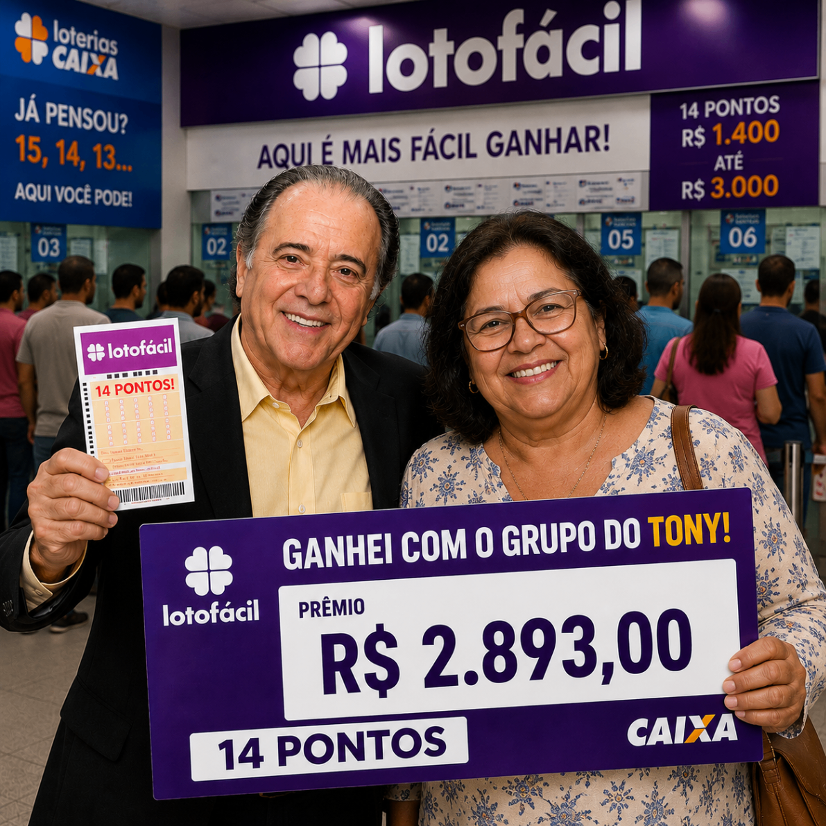 Depoimento de cliente com prêmio de 14 pontos ao lado de Tony